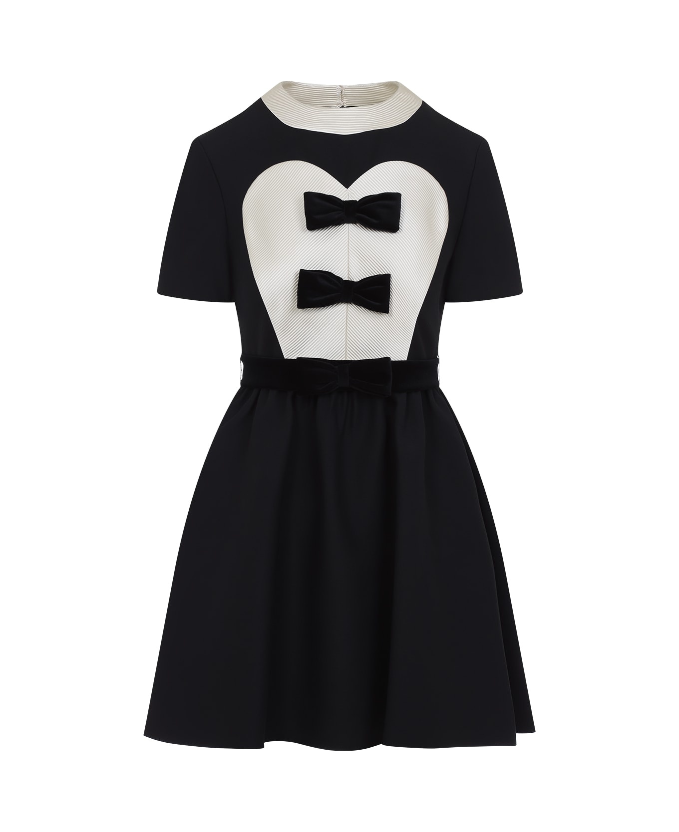 Black And Beige Wool And Silk Dress - 2