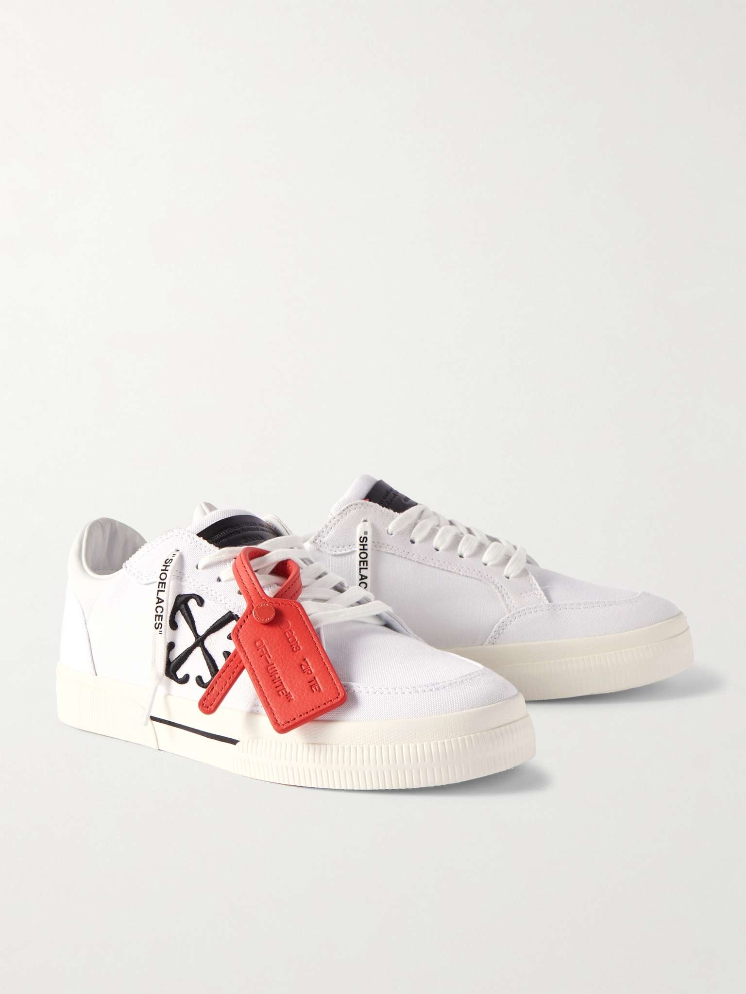 Logo-Embroidered Leather-Trimmed Canvas Sneakers - 4