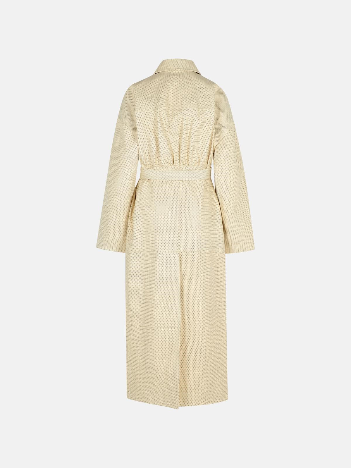 IVORY LEATHER TRENCH COAT - 3
