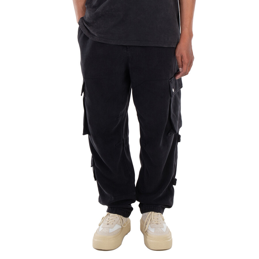 Isabel Marant Men's Black Logo-Patch Cargo Jeans - 3