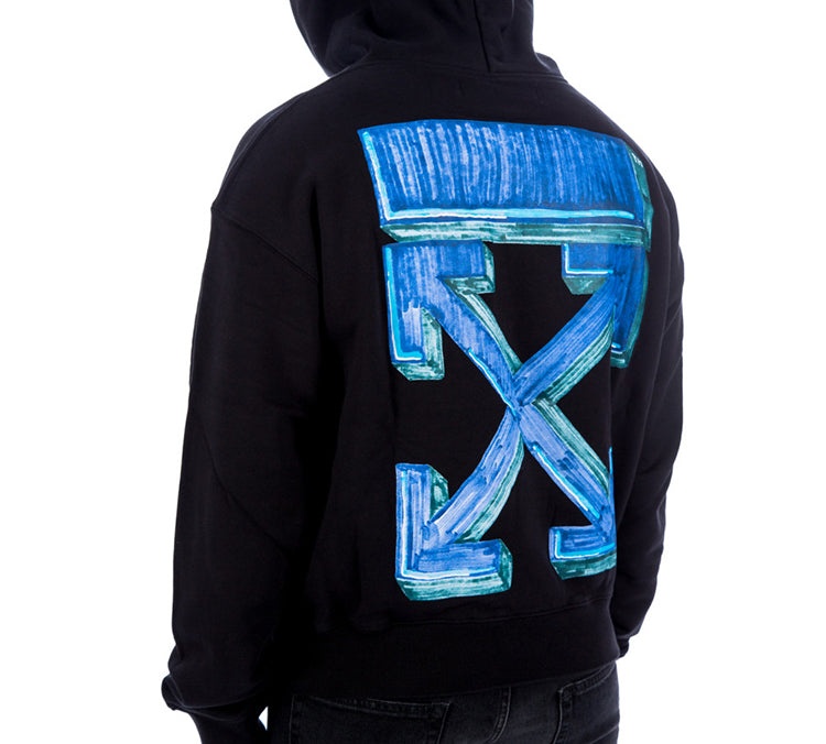 Off-White FW20 Arrows Printing Hooded Pullover Men Black OMBB037E20FLE0021045 - 6