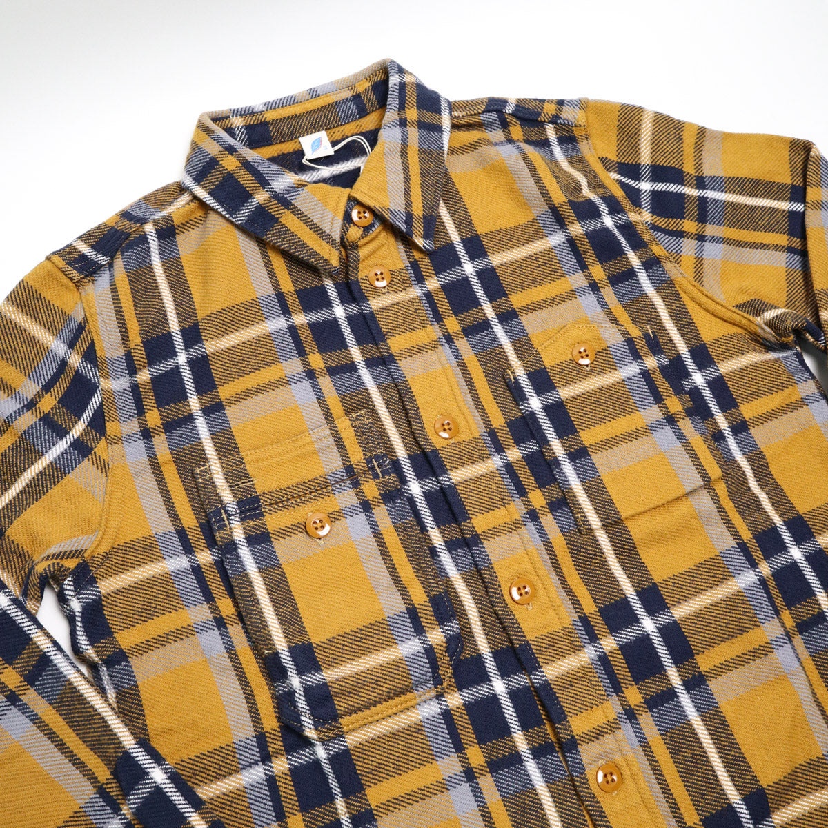 2222-CA Raised Surface Check Double Pocket Shirt Camel - 3