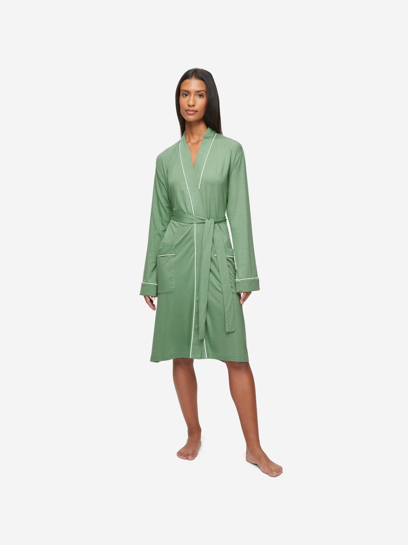 Women's Dressing Gown Lara Micro Modal Stretch Sage Green - 6