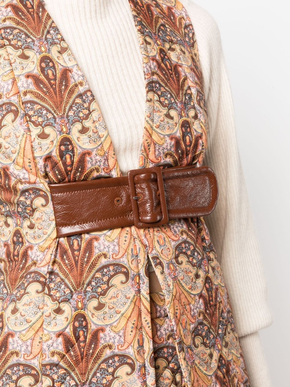 graphic-print belted-waist gilet - 5