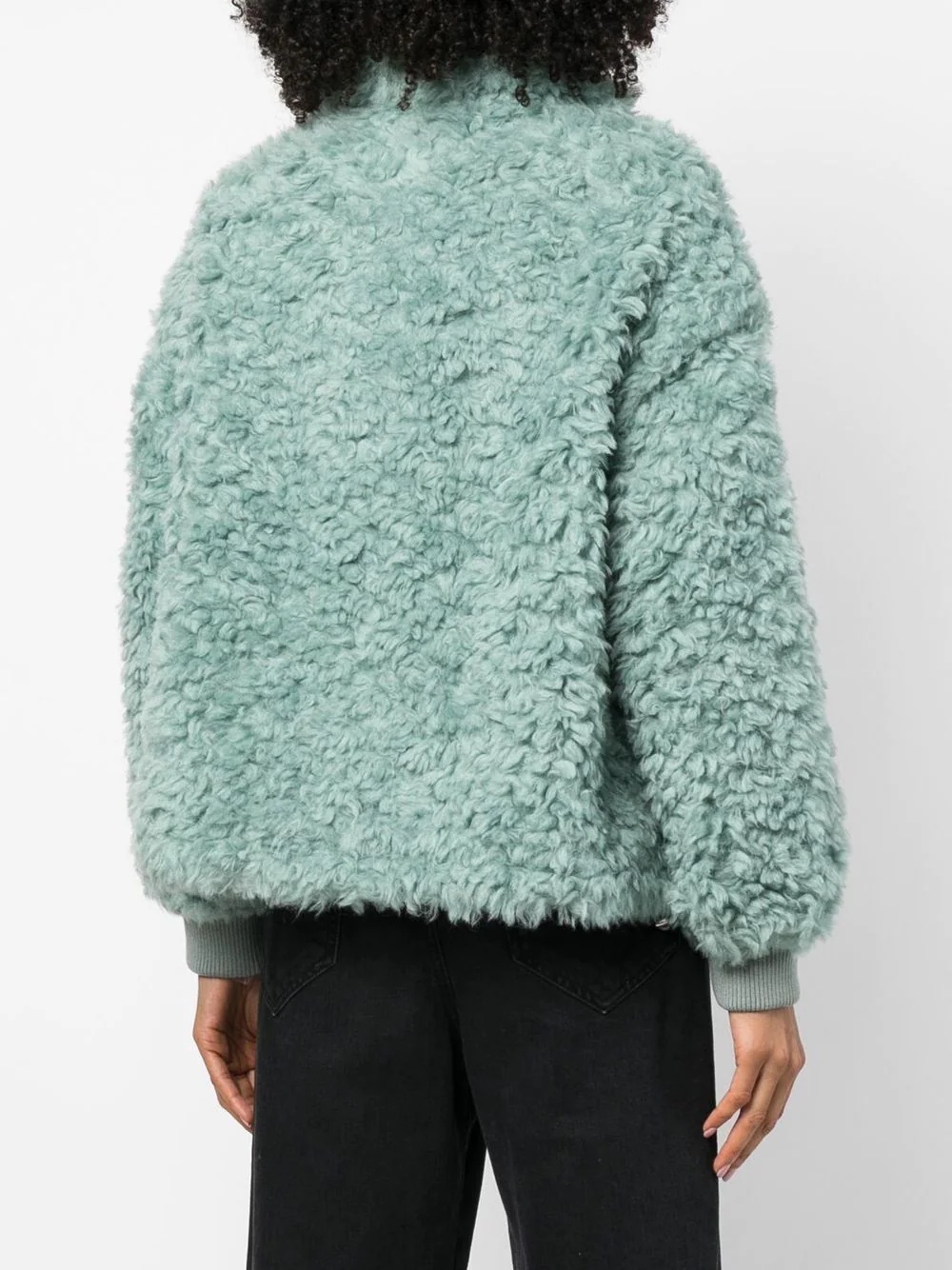 drawstring shearling jacket - 4
