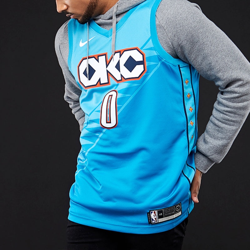 Nike NBA Russell Westbrook City Edition (Oklahoma City Thunder) Swingman Jersey Blue AJ4632-445 - 4