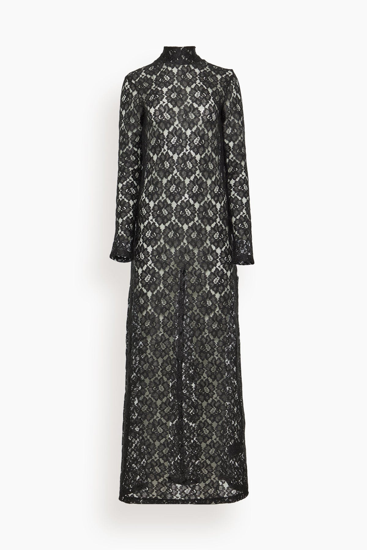 Lace Turtleneck Dress in Black - 1