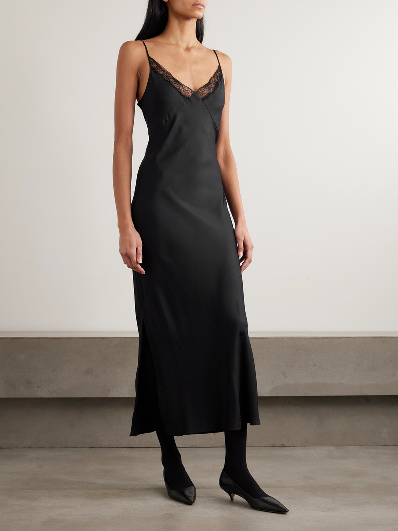 The Row Barina Lace-trimmed Silk-twill Midi Dress outlook