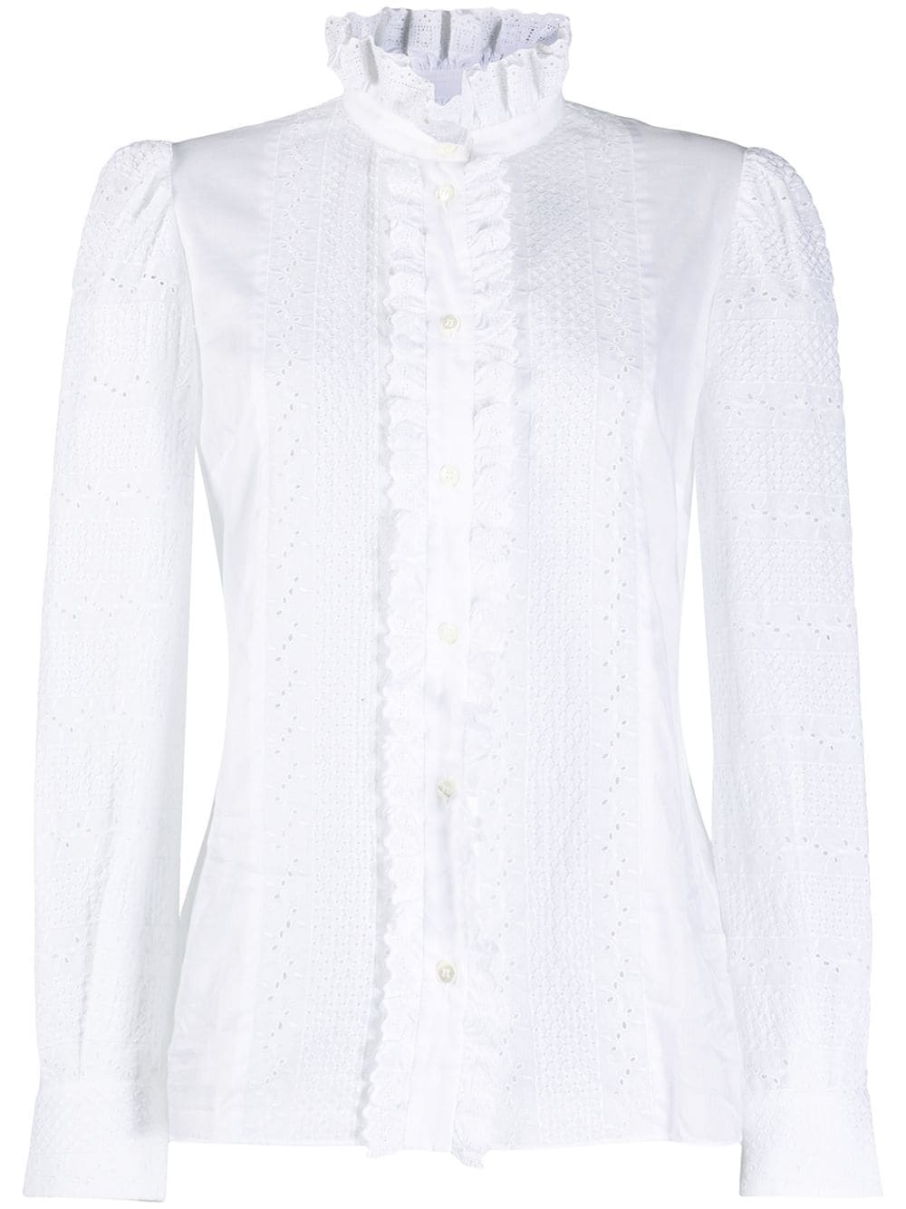 ruched-details broderie anglaise shirt - 1