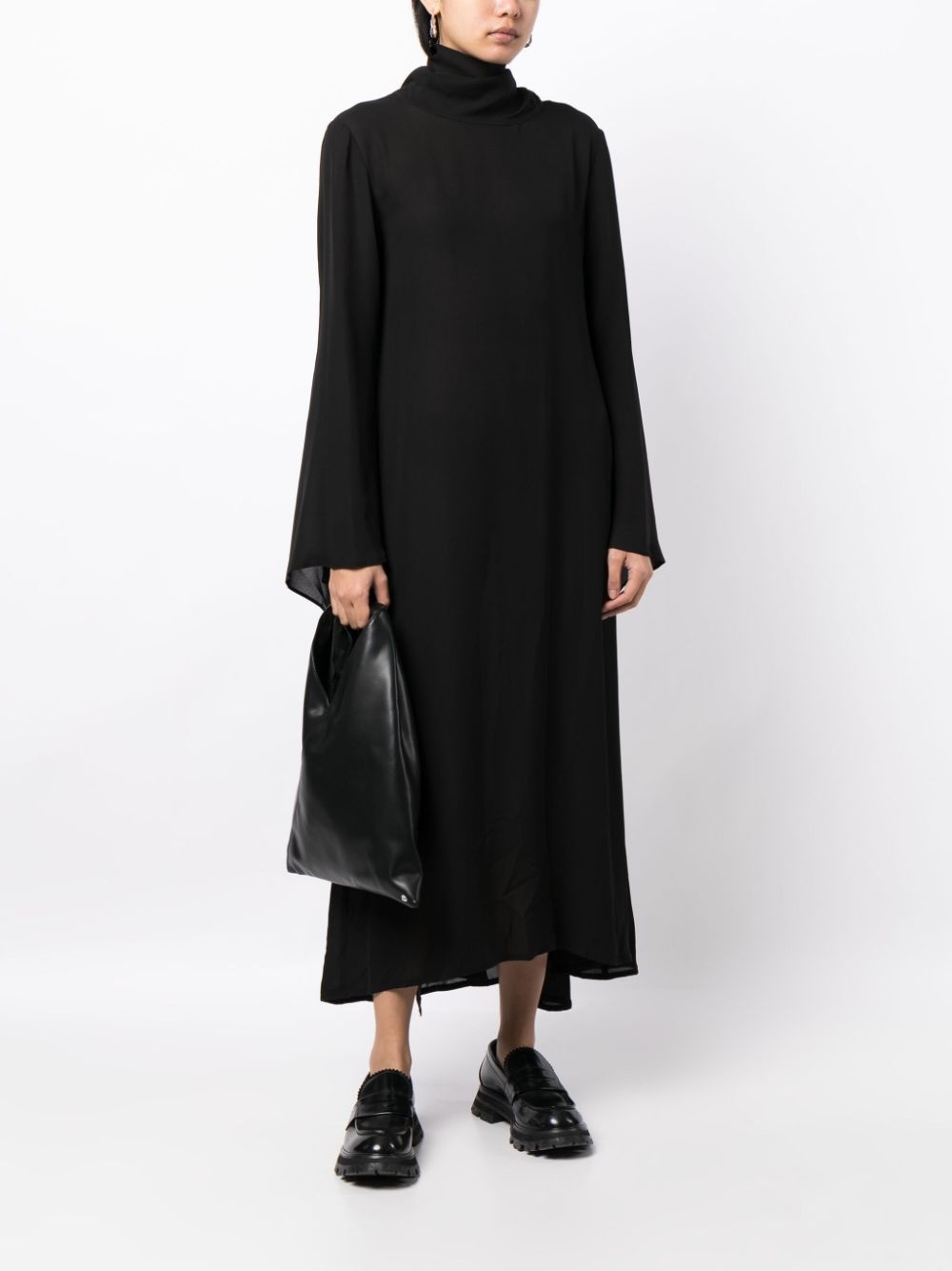 high-neck long-sleeve dress - 2