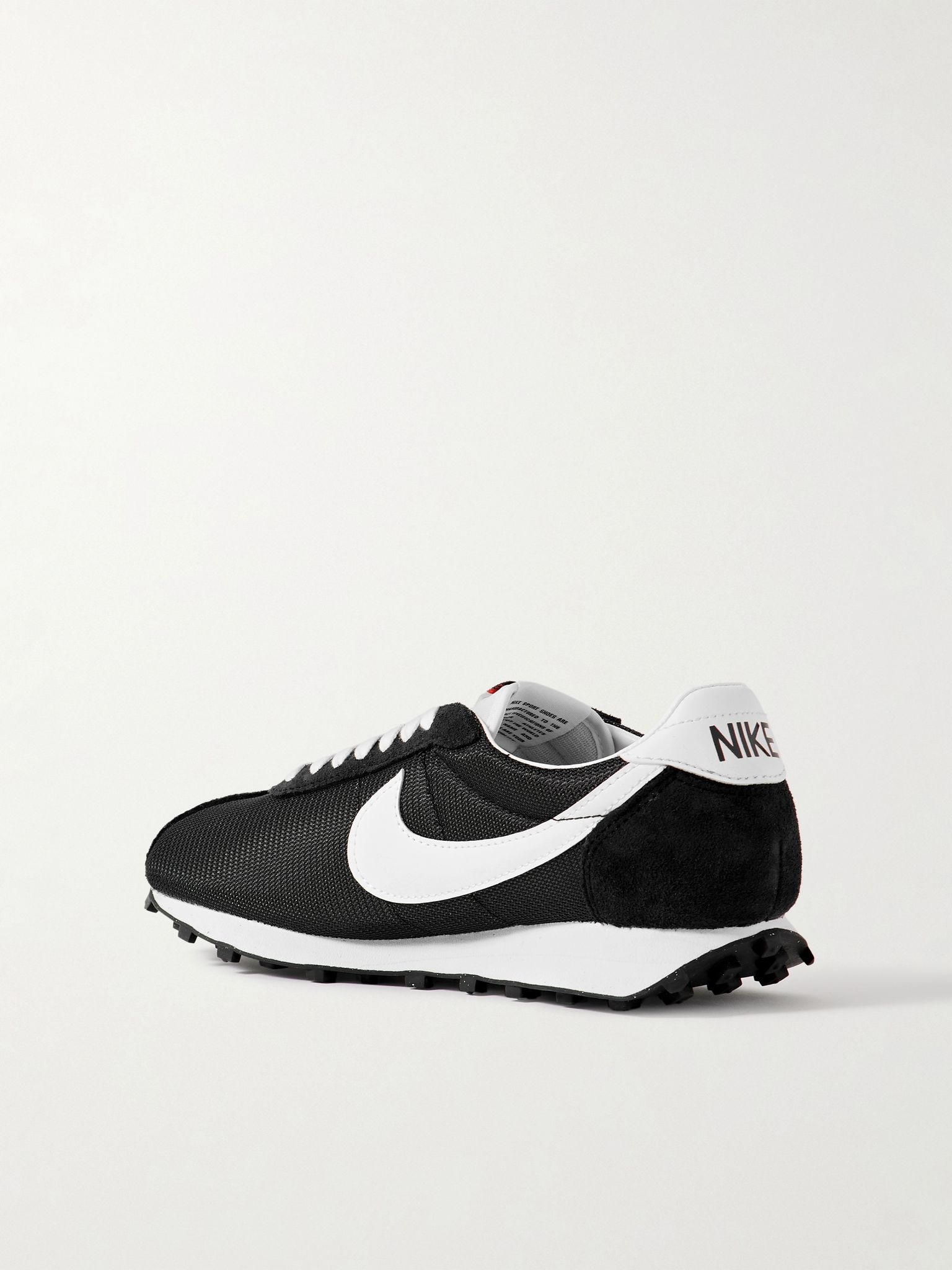 LD-1000 Leather and Suede-Trimmed Mesh Sneakers Black - 4