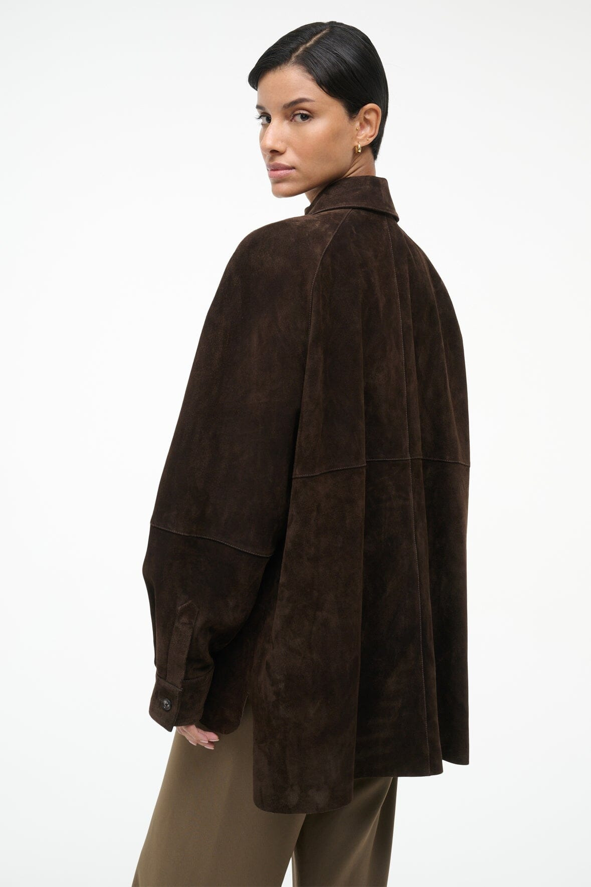 STAUD JOSETTE SUEDE SHIRT ESPRESSO - 5