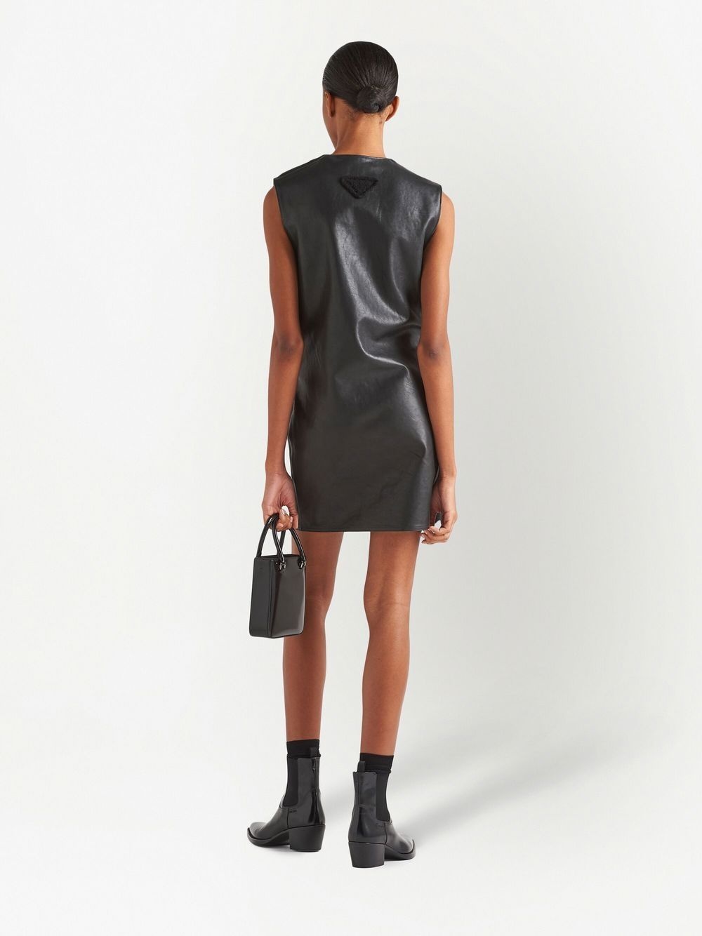 sleeveless leather mini dress - 3