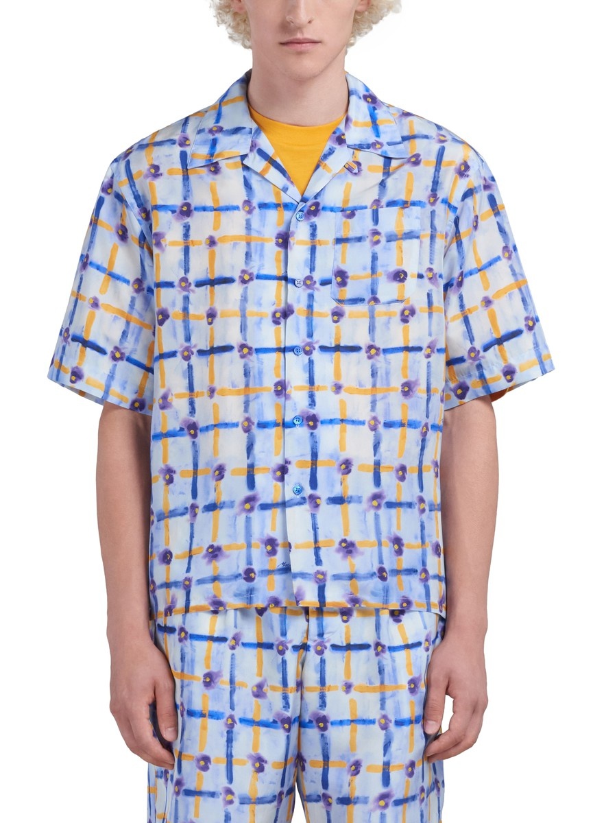 Habotai Silk Bowling Shirt With Saraband Print - 2