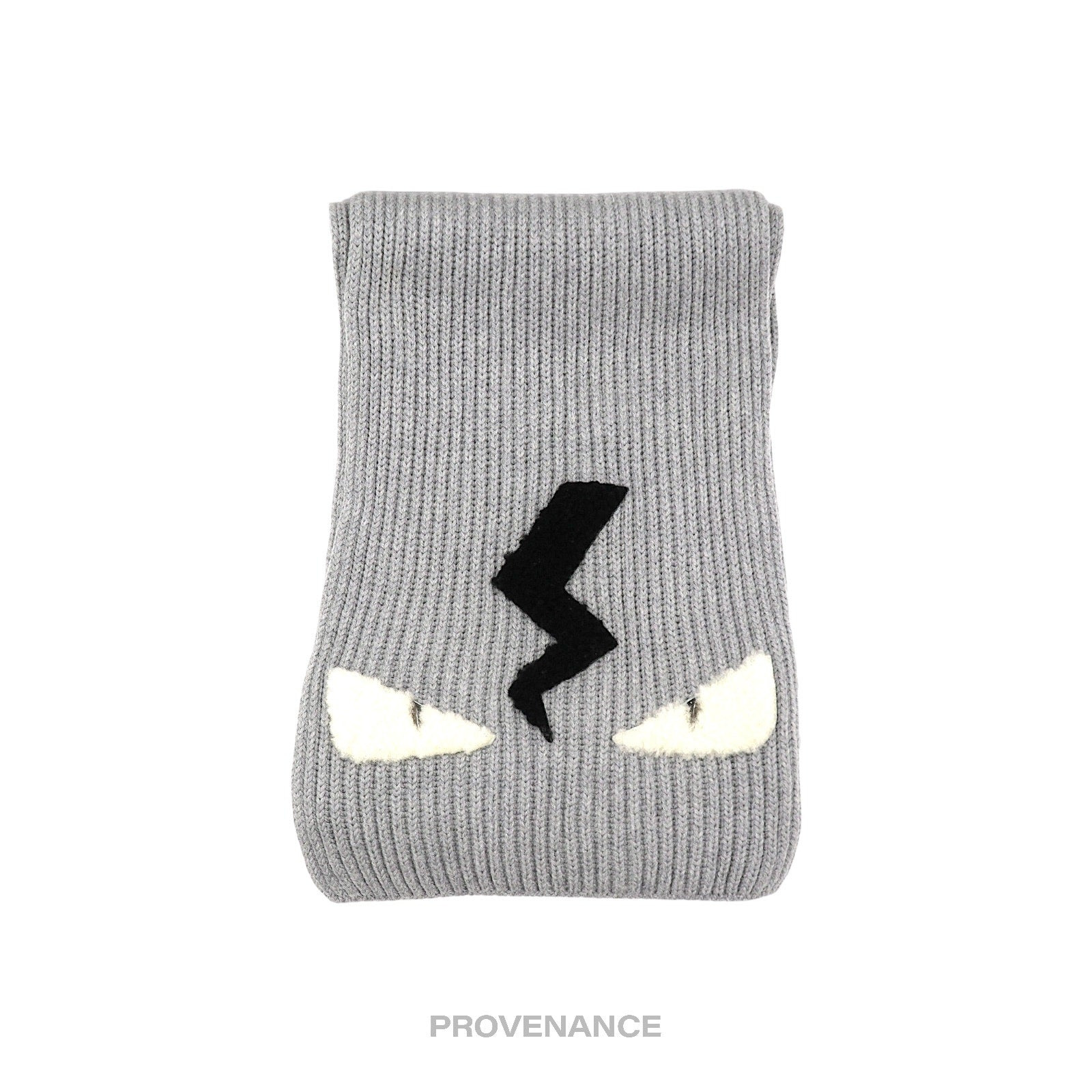 FENDI Eye Monster Wool Scarf - Grey - 3