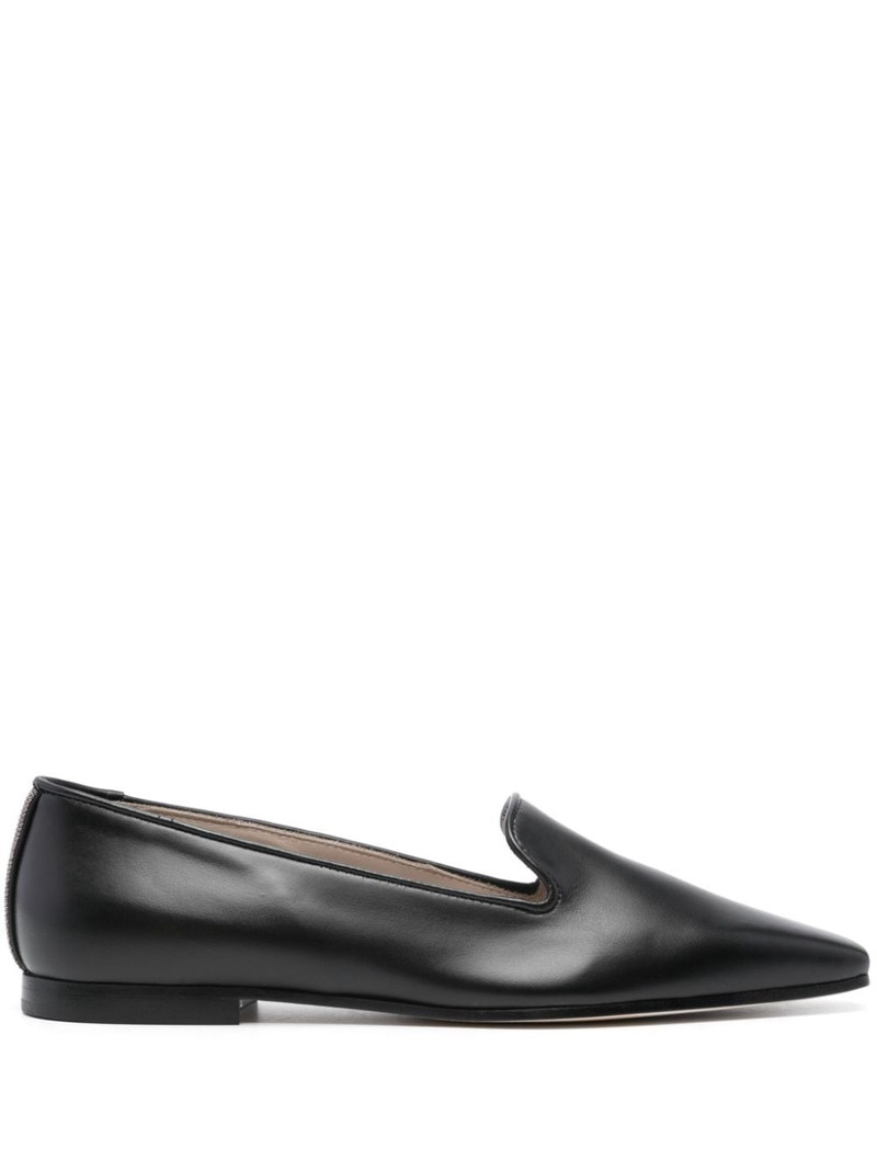 rhinestone-embellished leather loafers 1