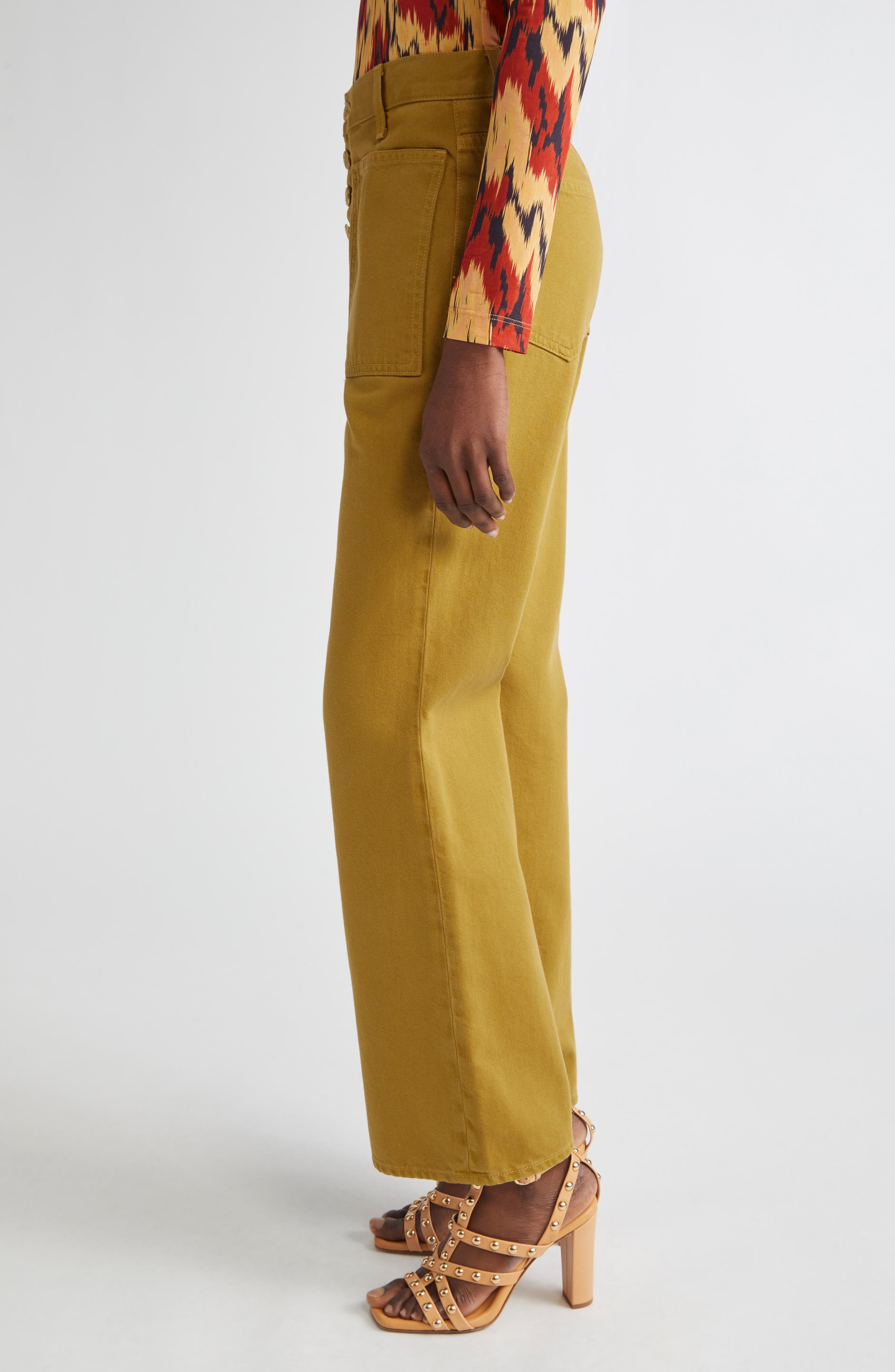 Ulla Johnson The Lou Button Fly Flare Jeans in Argan at Nordstrom - 4