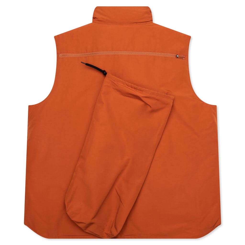 MULTI-POCKET ZIPPED DOWN VEST - ORANGE - 2