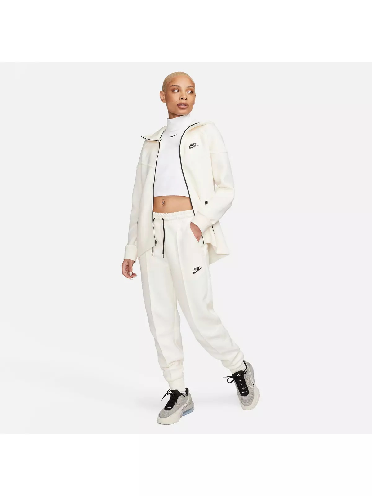 Women's Sportswear Tech Fleece Mid-Rise Joggers-Ivory - 6