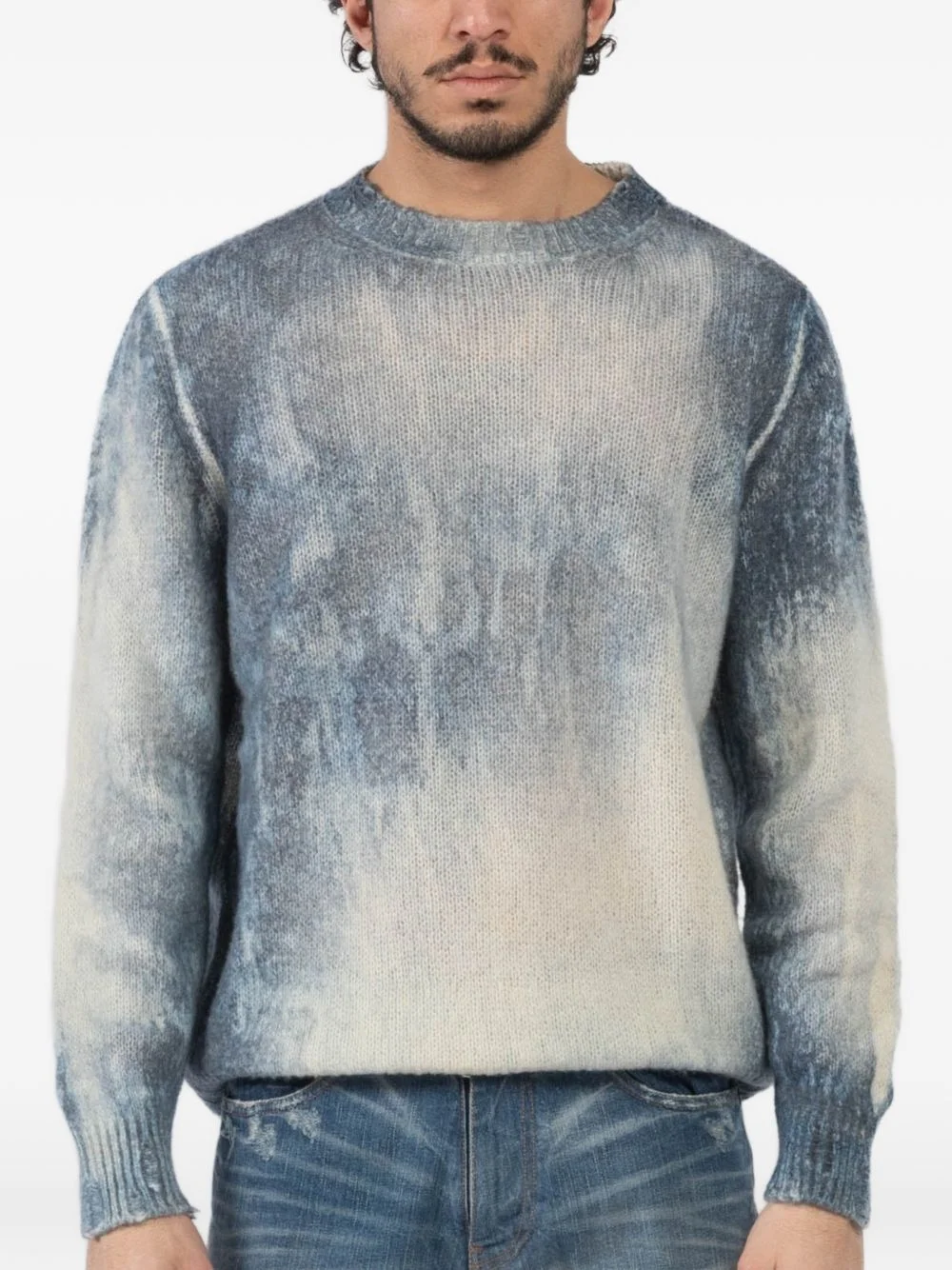 distressed crew-neck sweater - 1