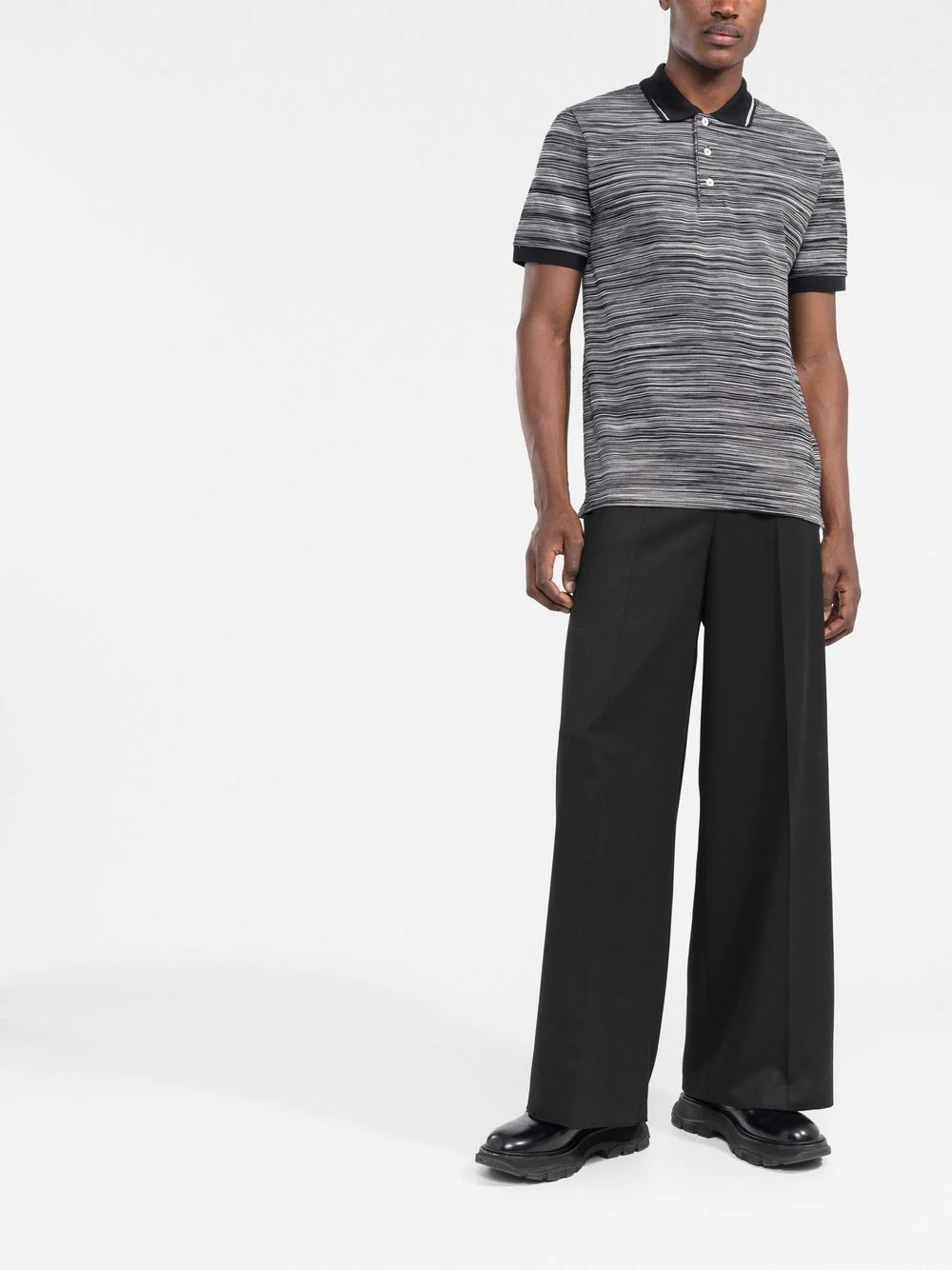 horizontal-stripe knitted polo shirt - 2