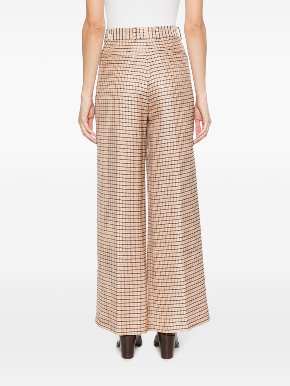 wide-leg check trousers - 4