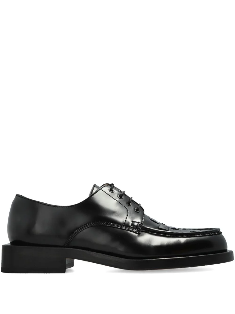 woven leather lace-up shoes - 1