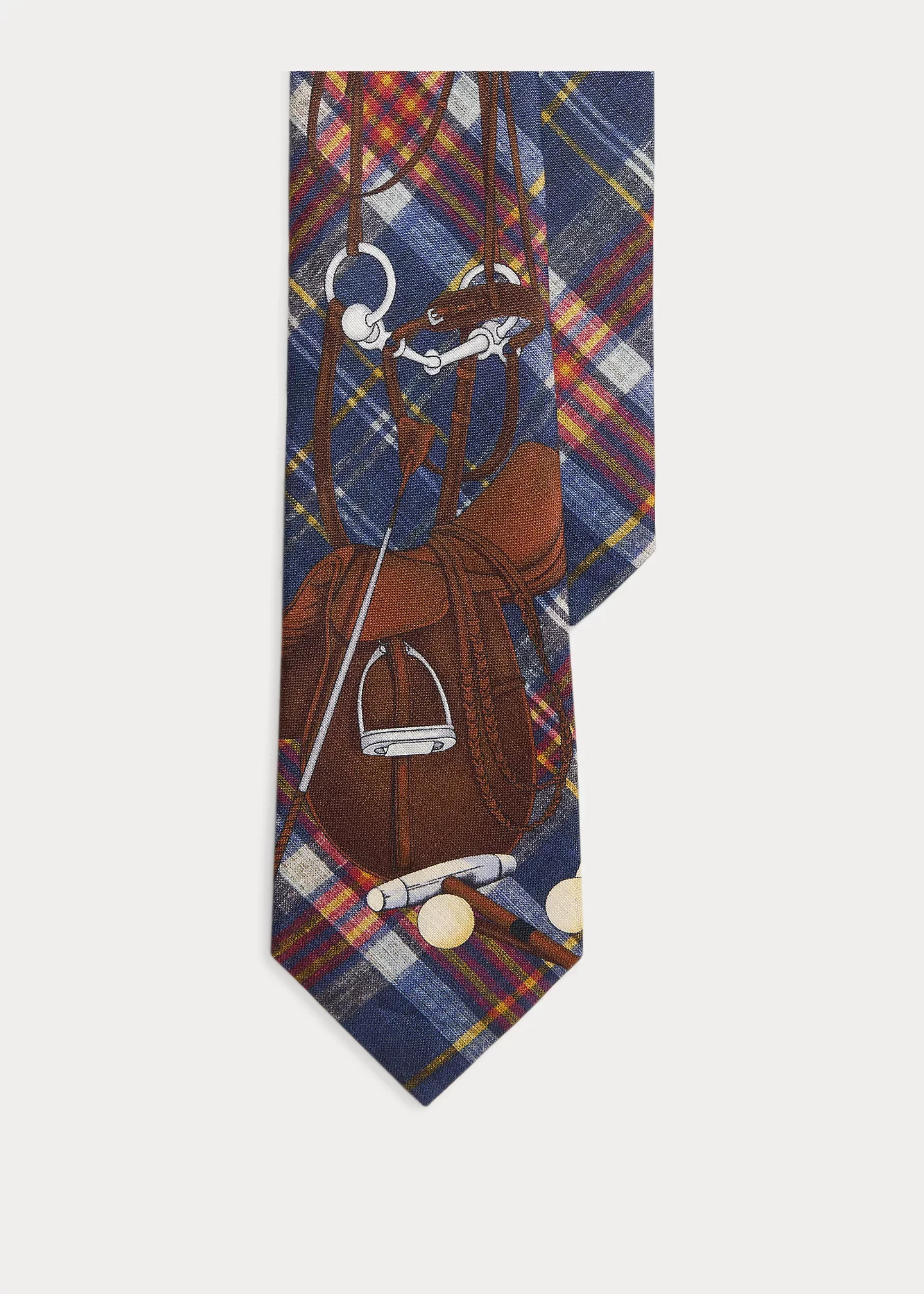 Equestrian Plaid Linen Tie - 1