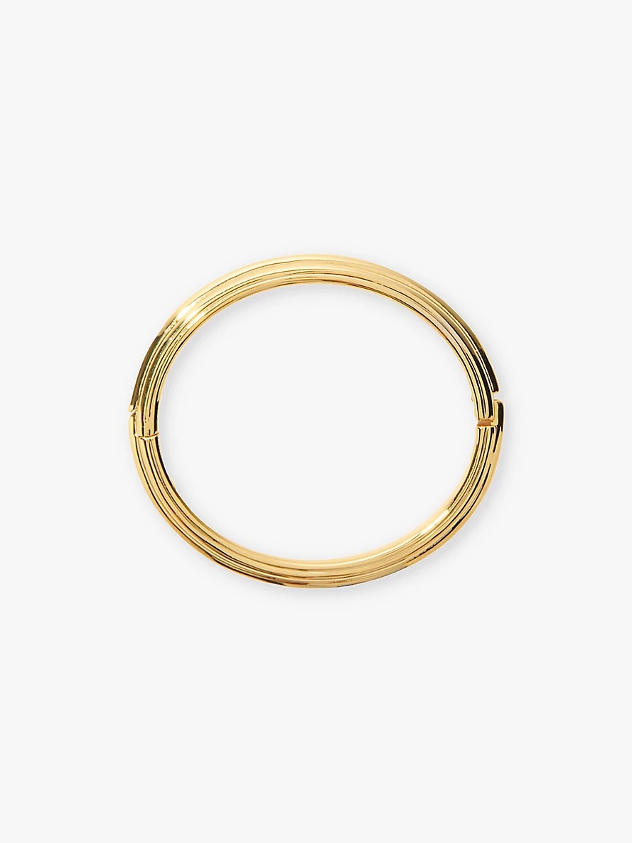 Clover-engraved gold-tone brass bangle - 1