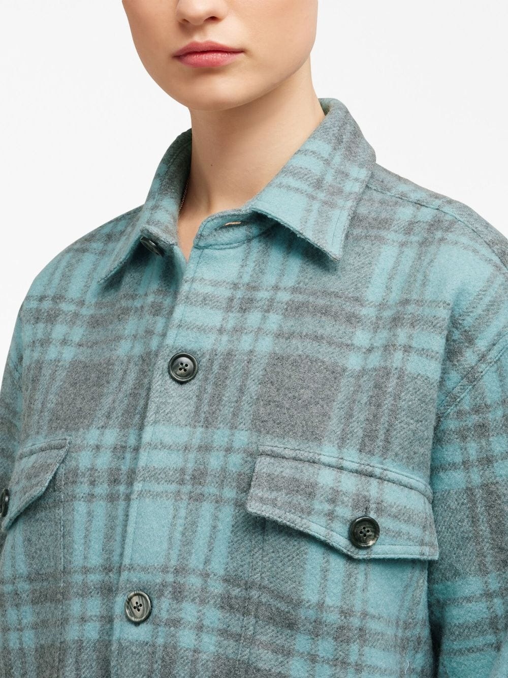 plaid wool shirt jacket - 6
