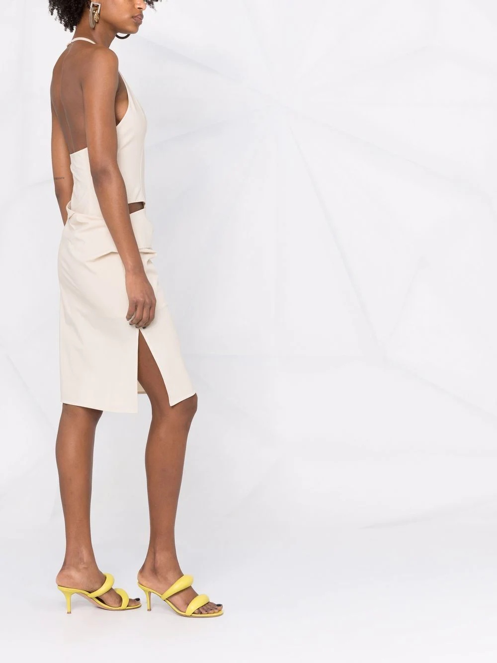 asymmetric halterneck dress - 6