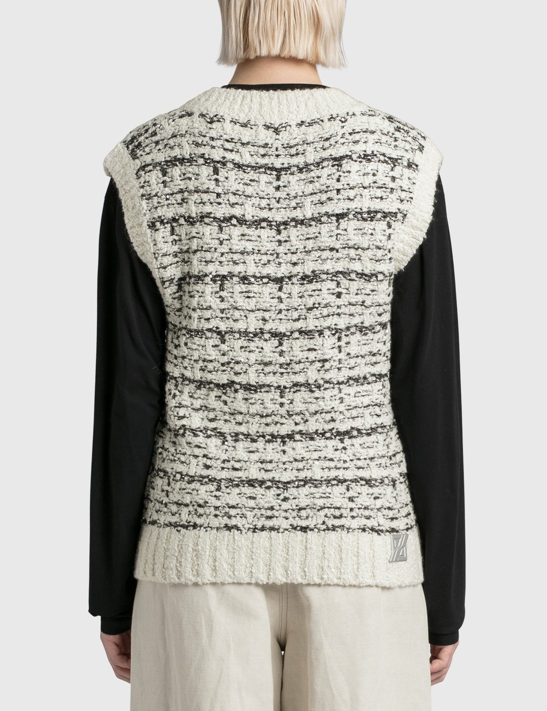 WHITE TWEED KNIT VEST - 3