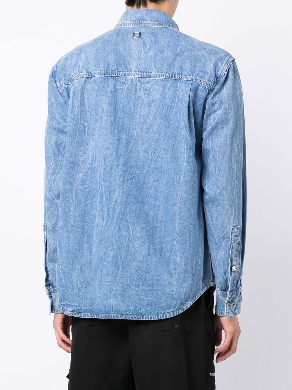 logo-plaque denim overshirt - 4