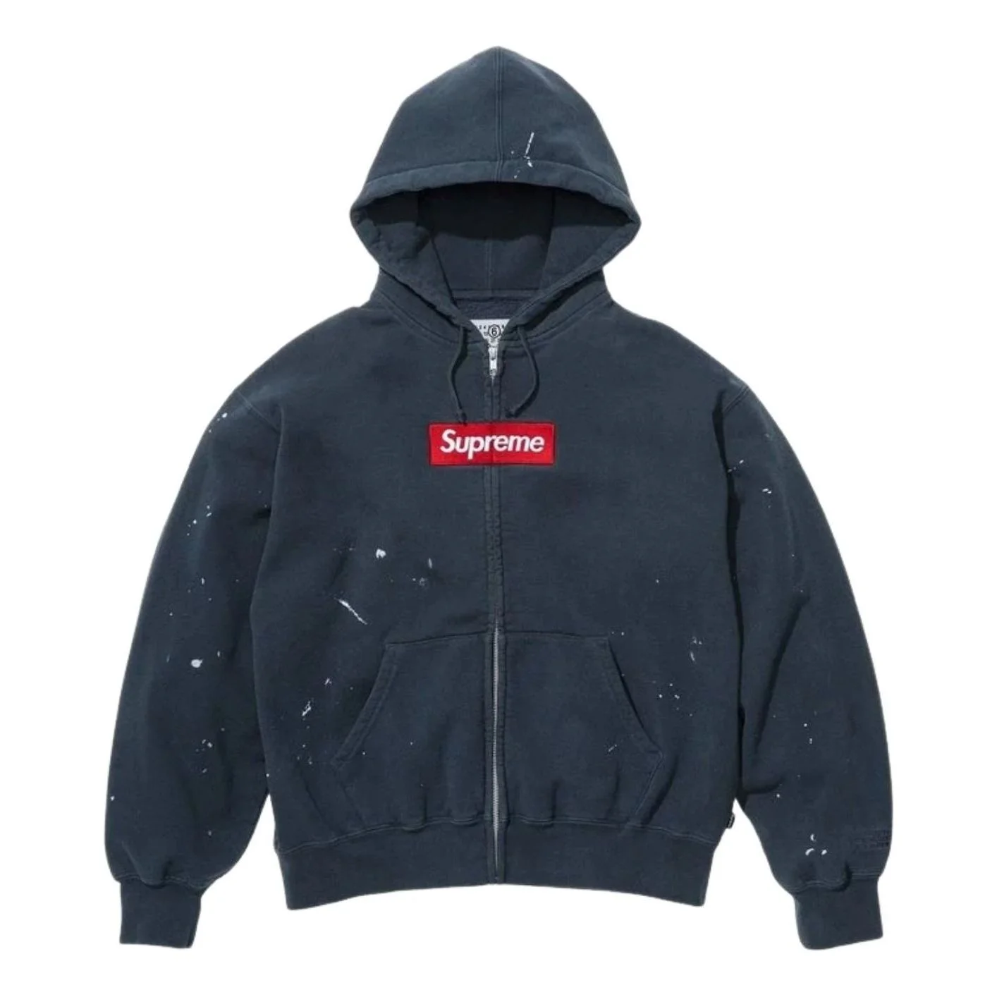 Supreme x MM6 Maison Margiela Box Logo Zip Up Hooded Sweatshirt 'Navy' SUP-SS26-100-NVY - 1