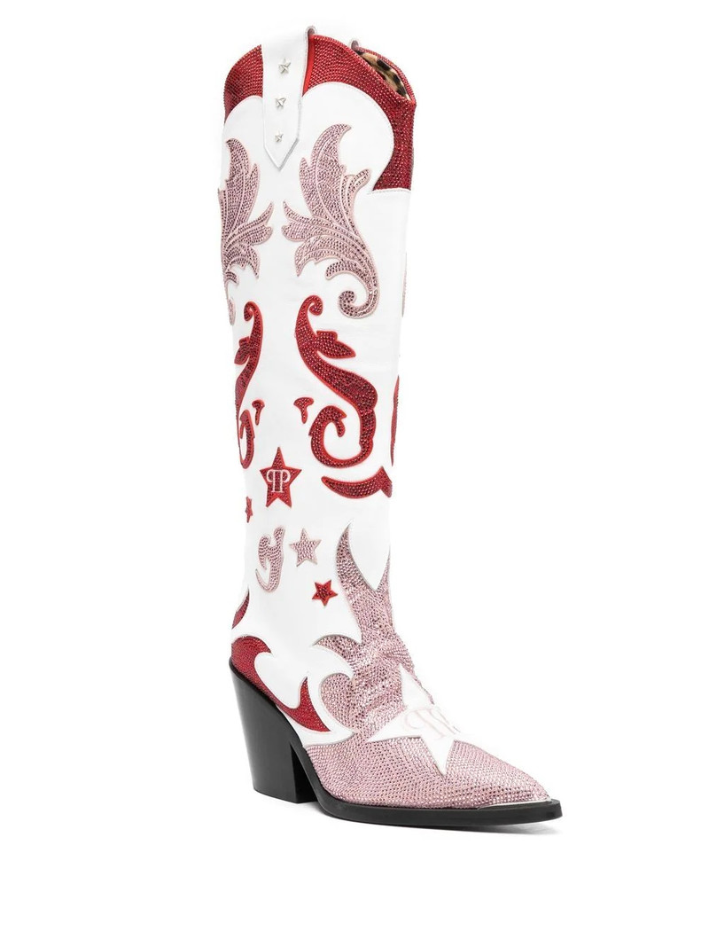 PHILIPP PLEIN Cowboy 100mm rhinestone-mebellihsed boots outlook