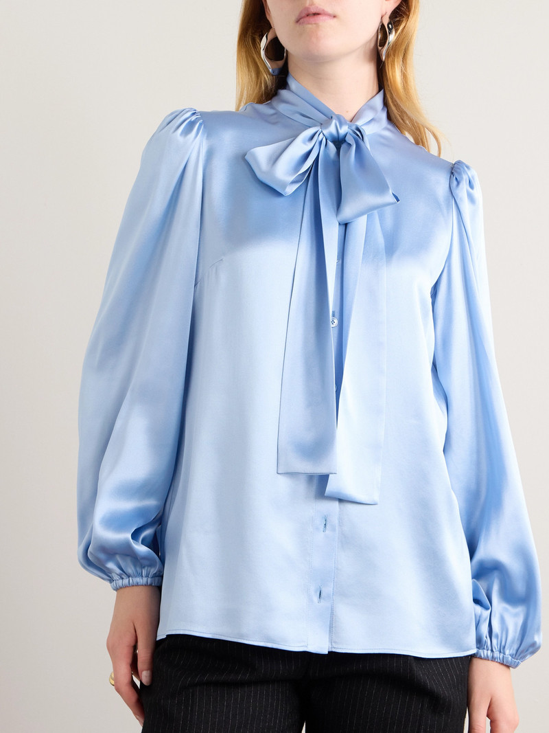 Pussy-bow Silk-satin Shirt 4