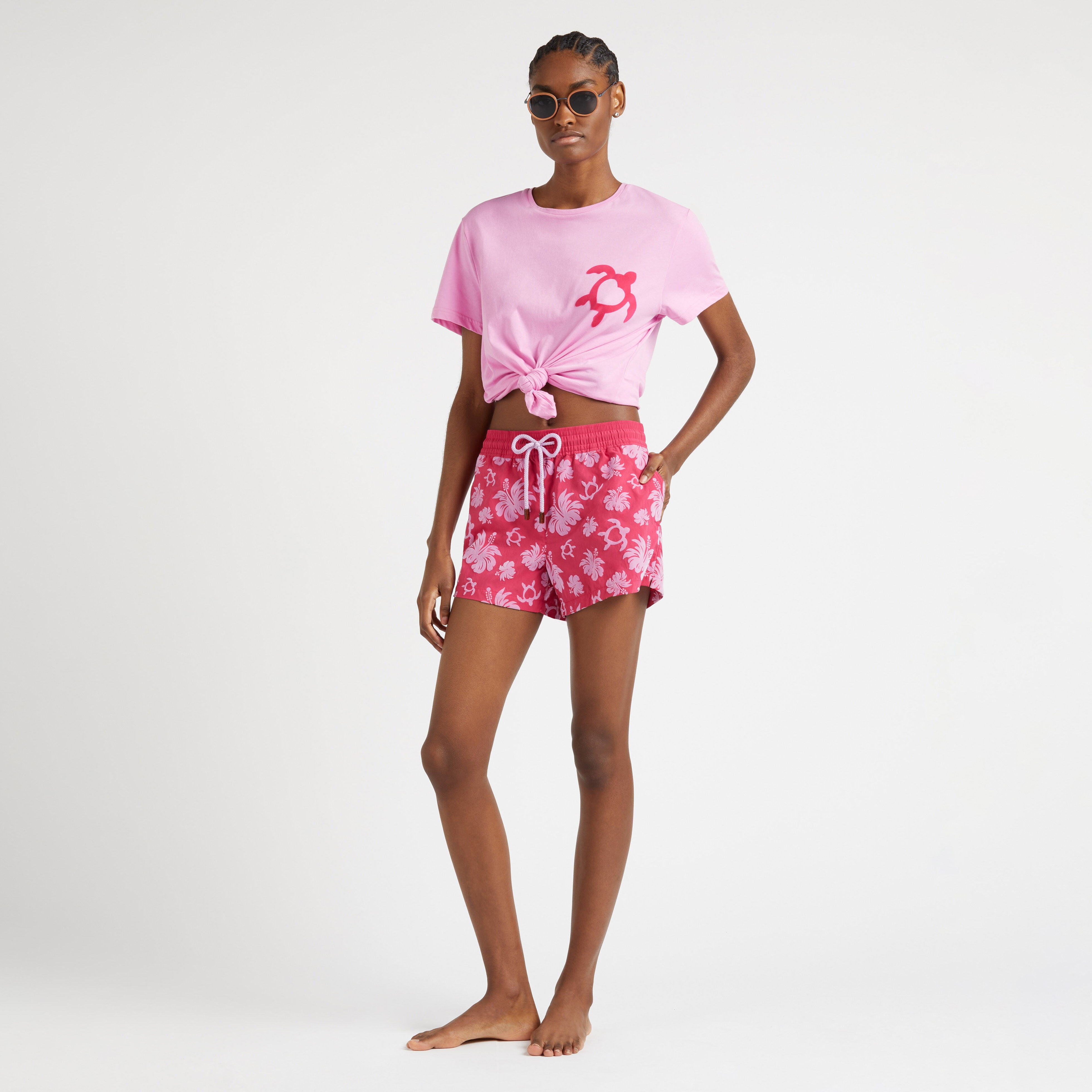 Organic Cotton T-shirt Flocked Turtle Heart Tahiti - 7
