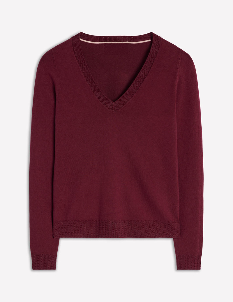 Emilia Cotton V Neck Sweater-Deep Wisteria 8
