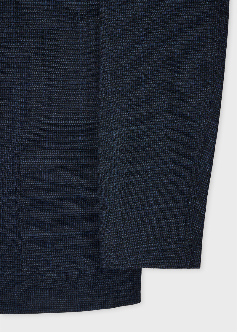 Navy Check Stretch-Wool Patch-Pocket Blazer 3