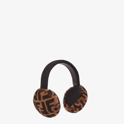 FENDI Brown shearling earmuffs outlook