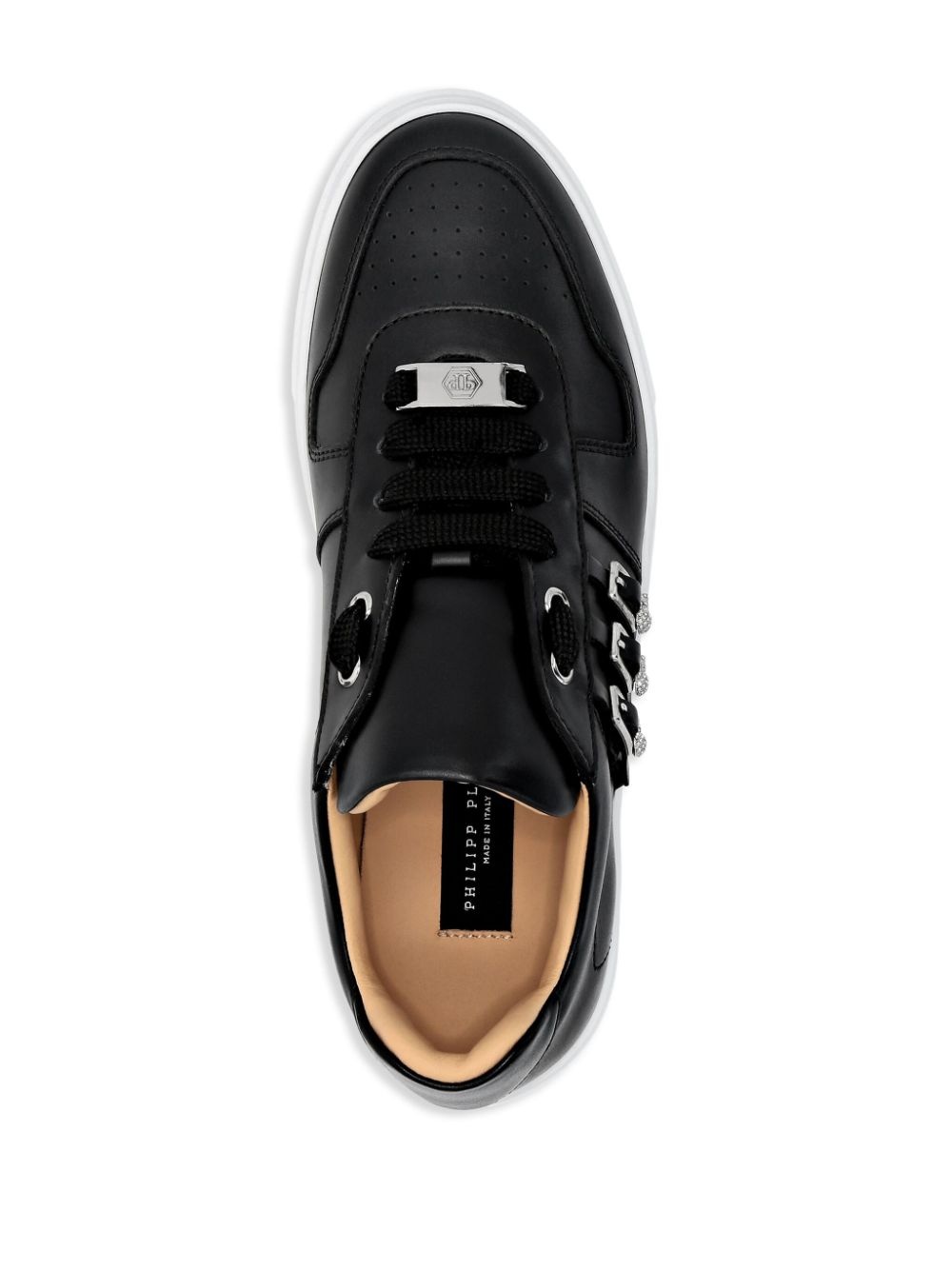 skull-charm nappa-leather sneakers - 4