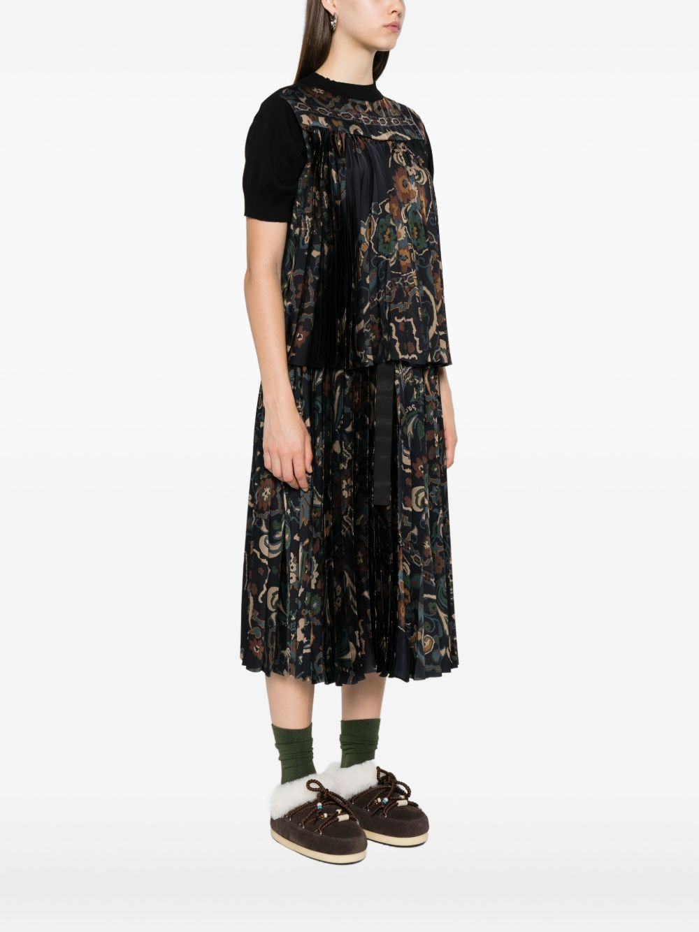 pleated floral print top - 3