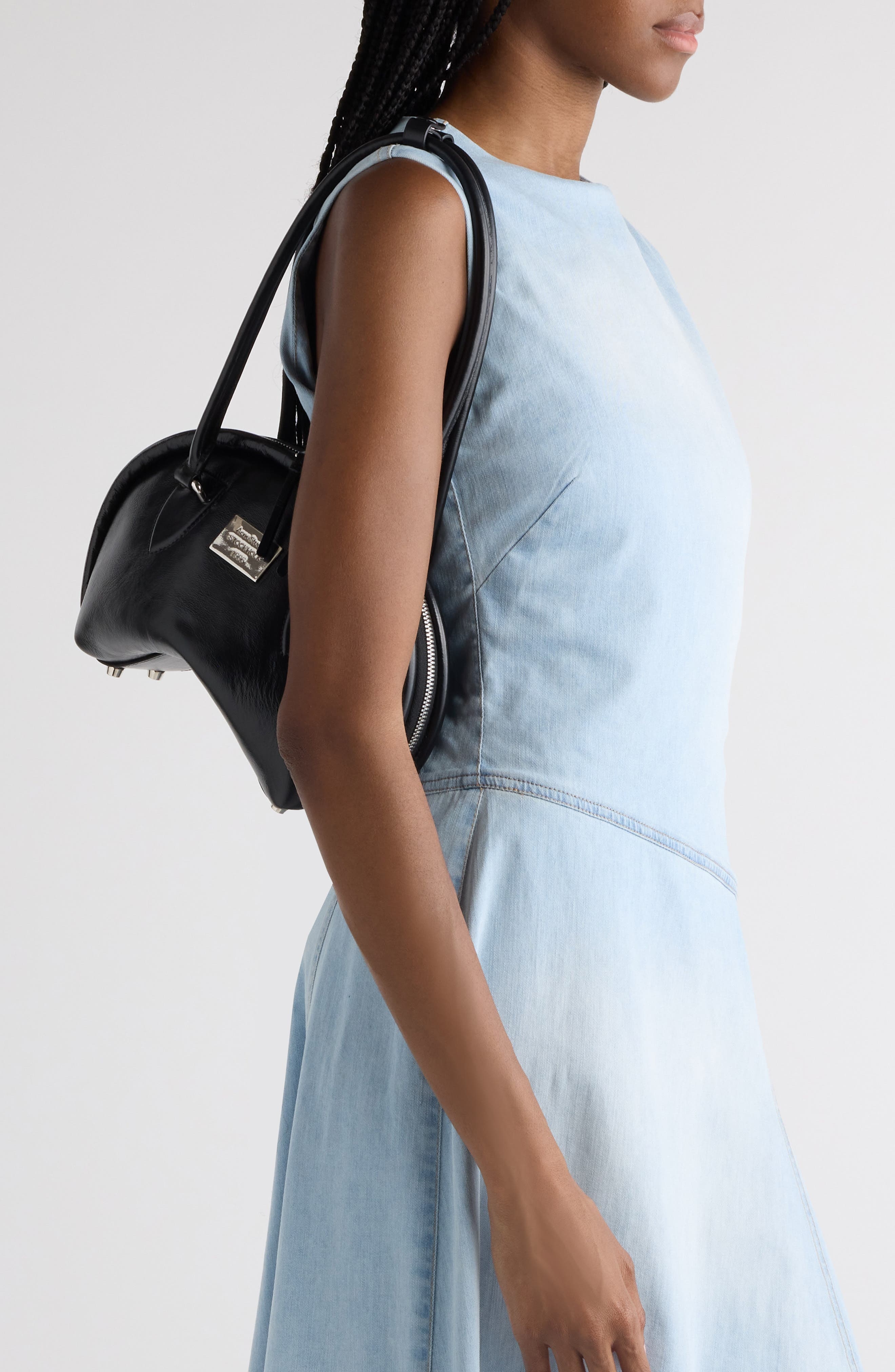 Acne Studios Small Bowlina Leather Shoulder Bag in Black at Nordstrom - 6