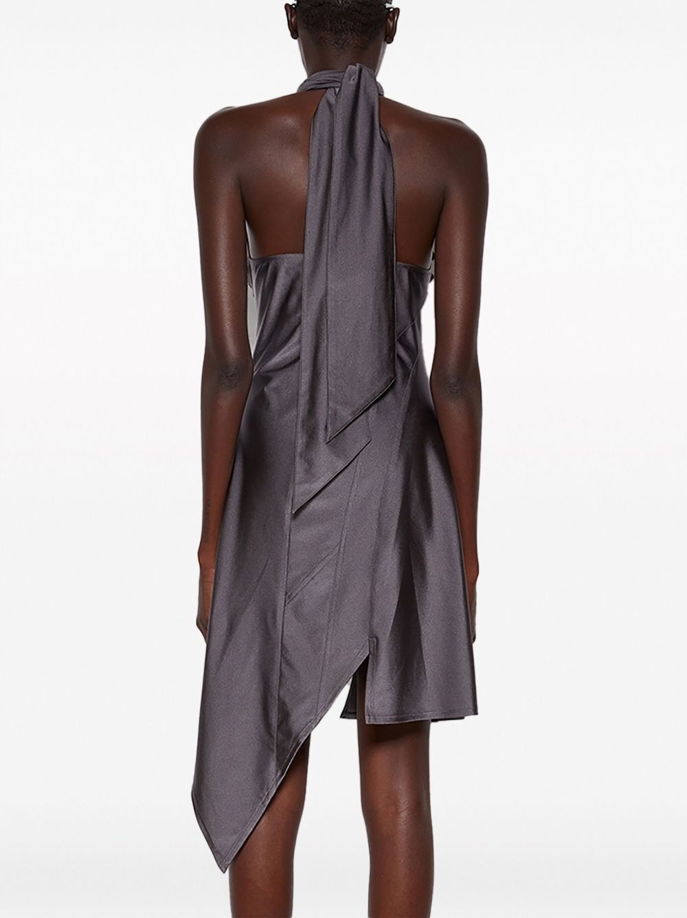 asymmetric halterneck minidress - 5
