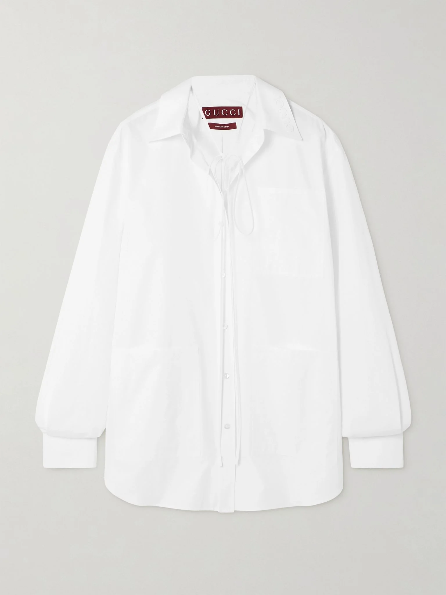 Oversized appliquéd cotton-poplin shirt White - 1