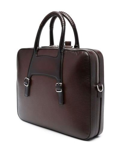 Santoni embossed-logo leather briefcase outlook