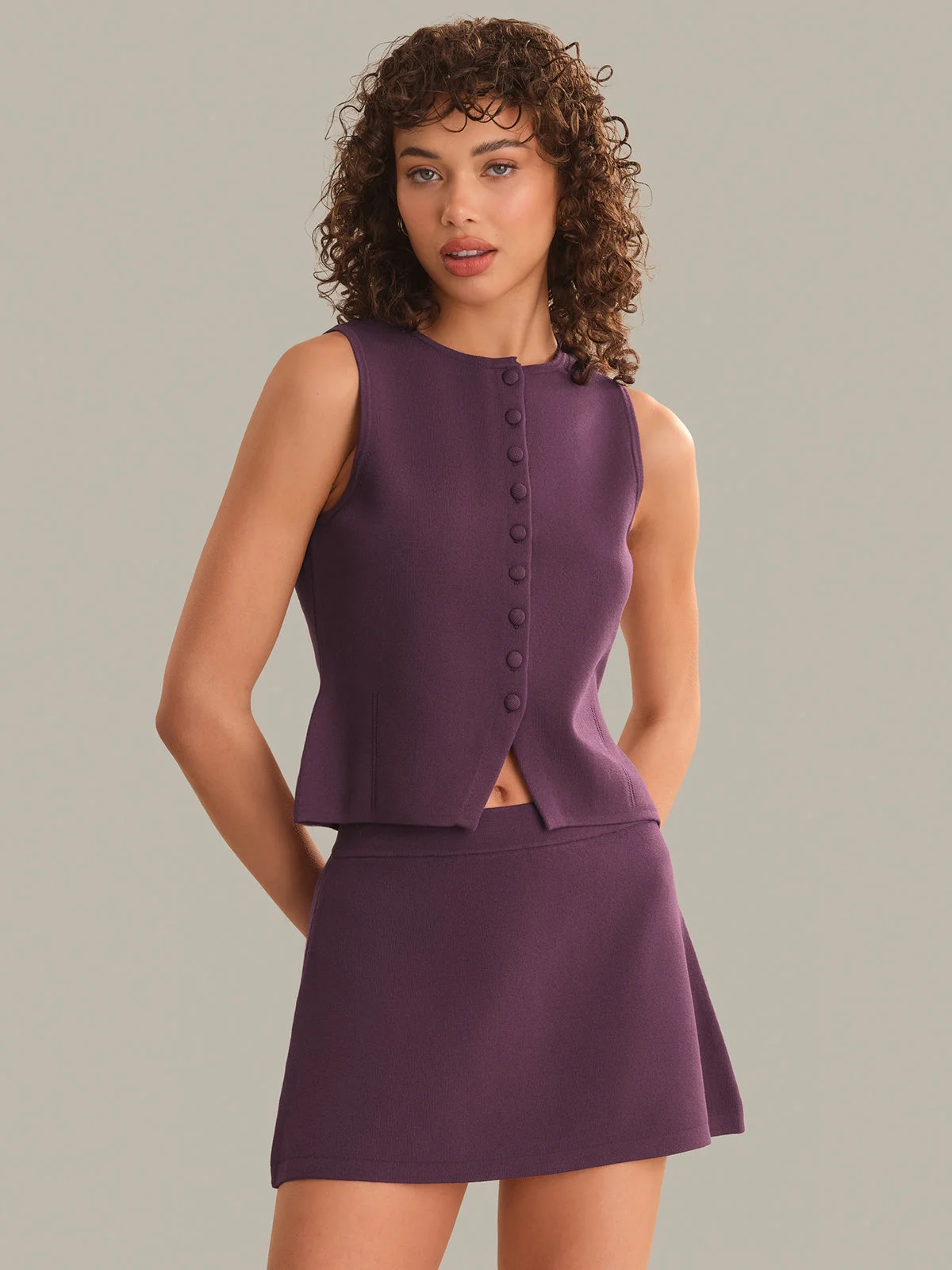 Nicolette Fitted Button Front Vest - 1
