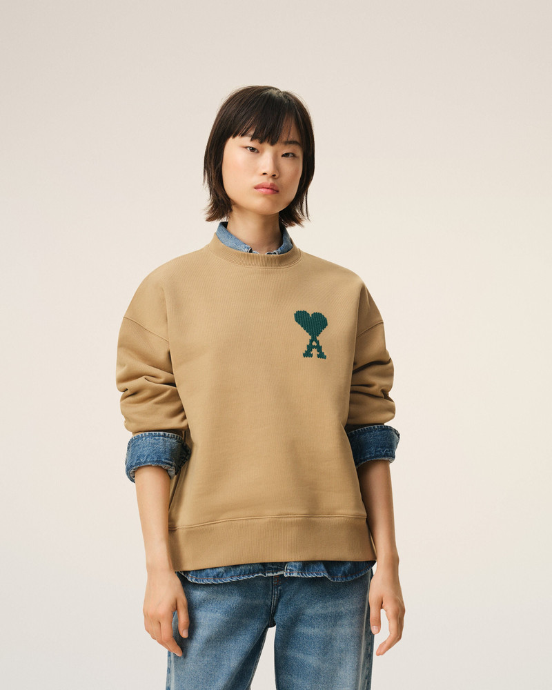BEIGE COTTON AMI DE COEUR SWEATSHIRT 3