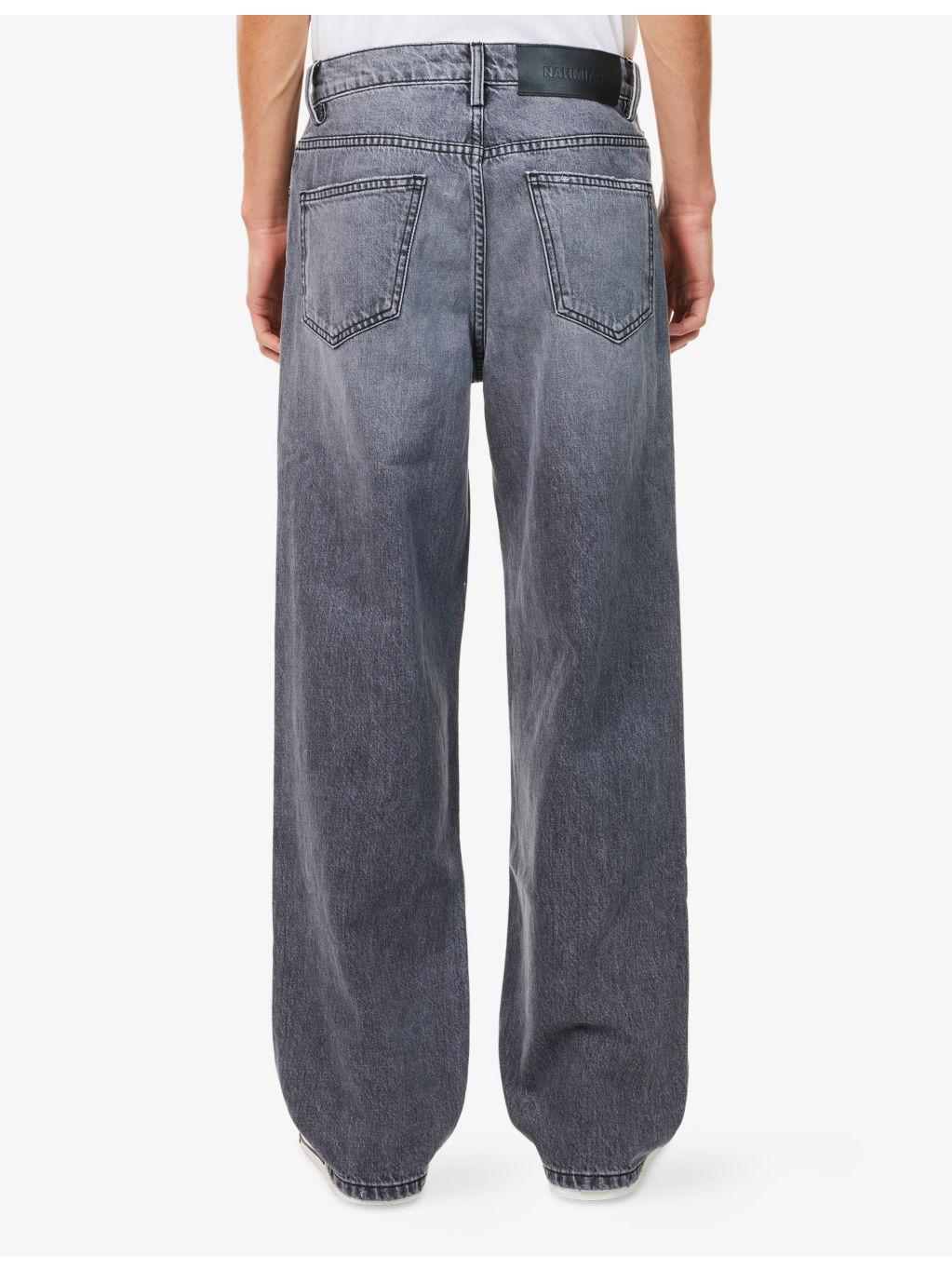 Grey Wash Baggy Wide-Leg Denim Jeans - 4