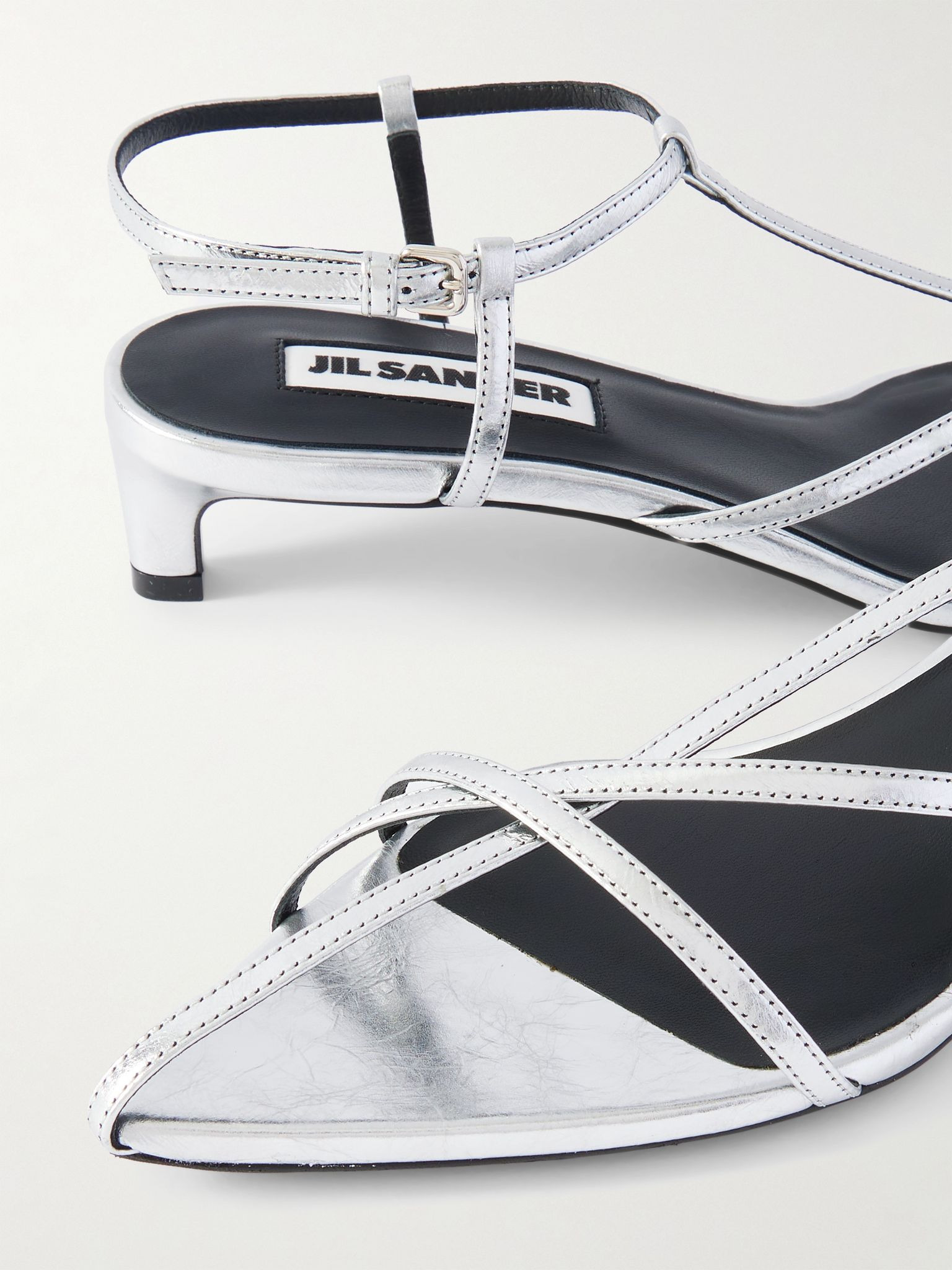 Metallic leather sandals Silver - 4